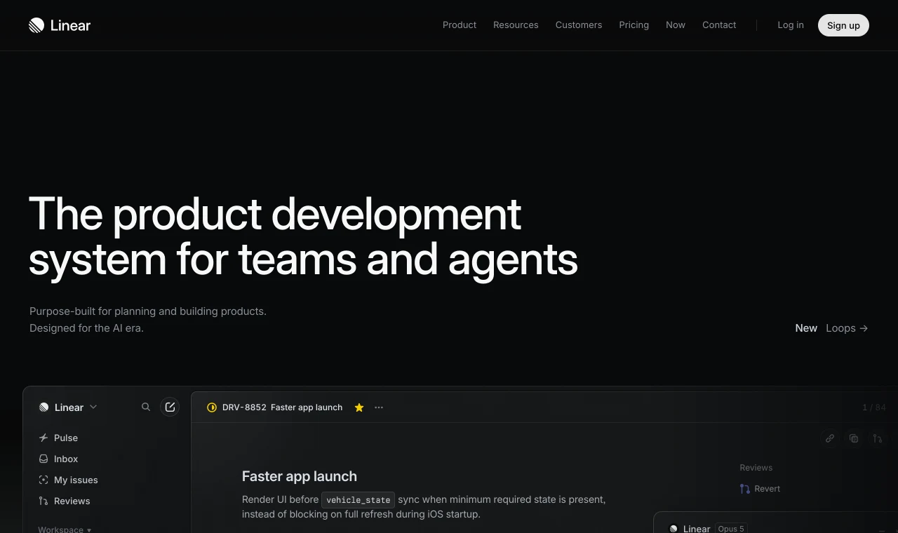 The Linear website used as a design reference